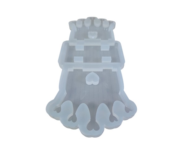 Epoksi Peçetelik Kalıbı Kalp Desenli Peçetelik Kalıbı Silikon 9.5x9.5cm