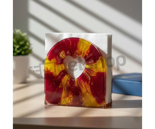 Epoksi Peçetelik Kalıbı Oval Kalp Desenli Peçetelik Kalıbı Silikon 9.5x9.5cm