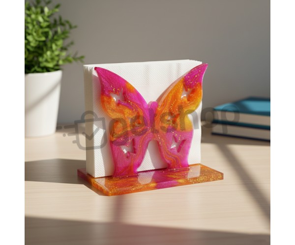 Epoksi Peçetelik Kalıbı Kelebek Desenli Peçetelik Kalıbı Silikon 9x9cm