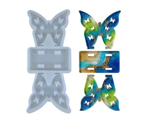 Epoksi Peçetelik Kalıbı Kelebek Desenli Peçetelik Kalıbı Silikon 9x9cm