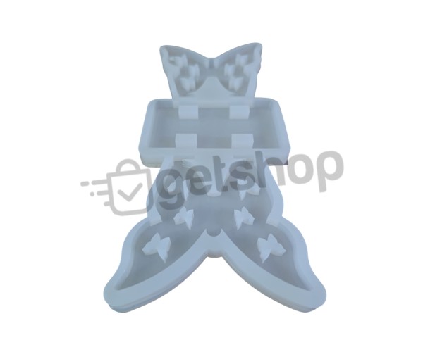 Epoksi Peçetelik Kalıbı Kelebek Desenli Peçetelik Kalıbı Silikon 9x9cm