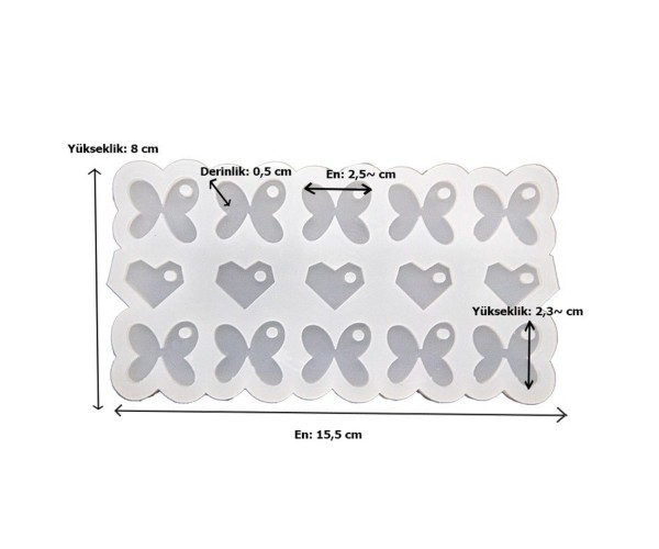 Epoksi Kelebek Kalıbı Kelebek Anahtarlık Kolye Kalıbı Silikon 2.5x2.5cm
