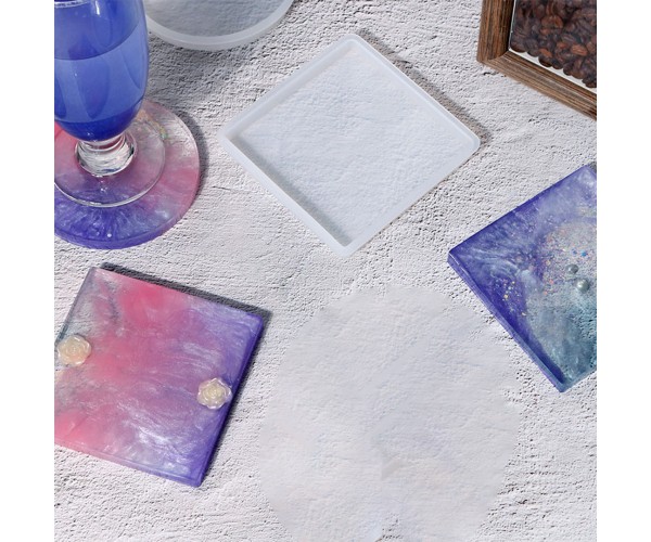 Epoksi Bardak Altlığı Kare Bardak Altı Kalıbı Silikon 10x10cm