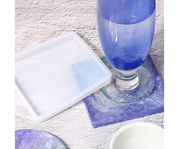 Epoksi Bardak Altlığı Kare Bardak Altı Kalıbı Silikon 10x10cm