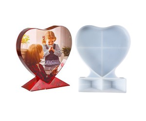 Epoksi Resimlik Kalıbı Masa Süsü Kalp Resimlik Kalıbı Silikon Küçük Boy 13.5x10cm