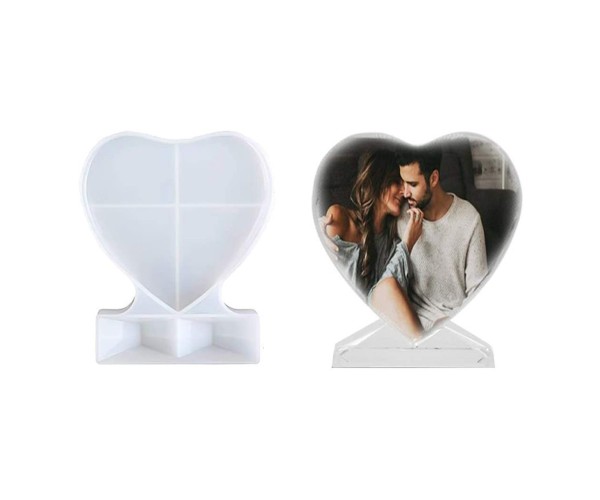 Epoksi Resimlik Kalıbı Masa Süsü Kalp Resimlik Kalıbı Silikon Küçük Boy 13.5x10cm