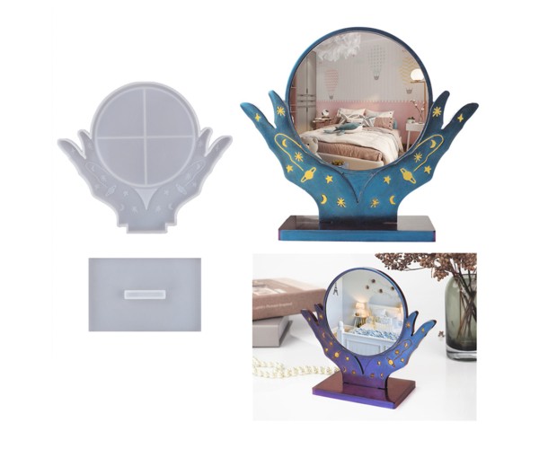 Epoksi Ayna Kalıbı Makyaj Aynası Kalıbı Silikon 17.8x15.5cm Epoksi Ayna Kalıbı Makyaj Aynası Kalıbı Silikon 17.8x15.5cm