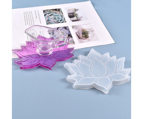 Epoksi Lotus Çiçek Bardak Altlığı Kalıbı Lotus Bardak Altı Kalıbı Silikon 15.2x12cm