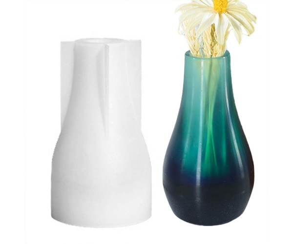 Epoksi Vazo Kalıbı Çiçeklik Kalıbı Taş Tozu Vazo Kalıbı Silikon 13.3x7.7cm