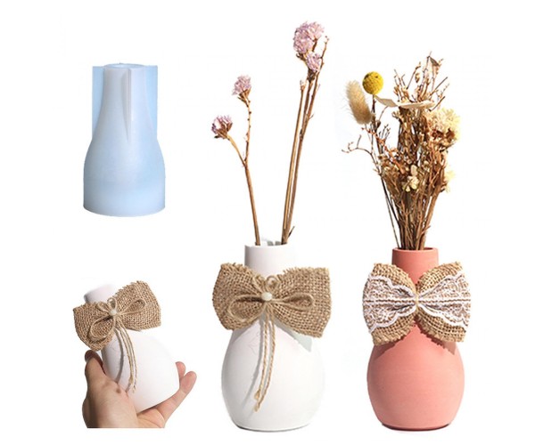 Epoksi Vazo Kalıbı Çiçeklik Kalıbı Taş Tozu Vazo Kalıbı Silikon 13.3x7.7cm