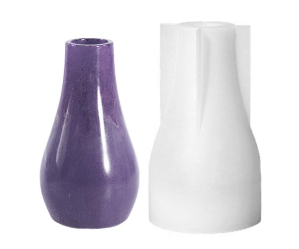 Epoksi Vazo Kalıbı Çiçeklik Kalıbı Taş Tozu Vazo Kalıbı Silikon 13.3x7.7cm