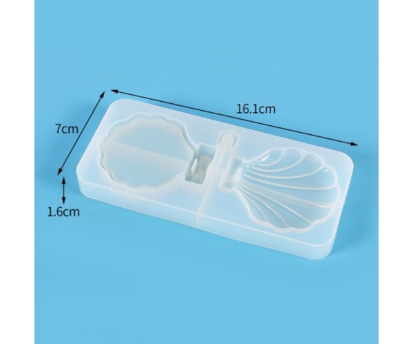 Epoksi Ayna Kalıbı Kapaklı Deniz Kabuğu Makyaj Aynası Kalıbı Silikon 16x7cm Epoksi Ayna Kalıbı Kapaklı Deniz Kabuğu Makyaj Aynası Kalıbı Silikon 16x7cm