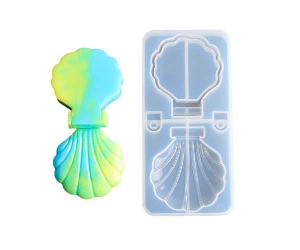 Epoksi Ayna Kalıbı Kapaklı Deniz Kabuğu Makyaj Aynası Kalıbı Silikon 16x7cm Epoksi Ayna Kalıbı Kapaklı Deniz Kabuğu Makyaj Aynası Kalıbı Silikon 16x7cm