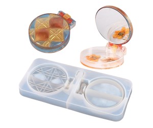 Epoksi Ayna Kalıbı Kapaklı Kristal Makyaj Aynası Kalıbı Silikon 16x7cm