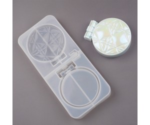 Epoksi Ayna Kalıbı Kapaklı Kristal Makyaj Aynası Kalıbı Silikon 16x7cm