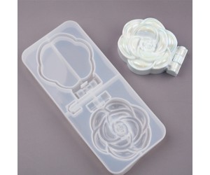 Epoksi Ayna Kalıbı Kapaklı Gül Makyaj Aynası Kalıbı Silikon 16x7cm