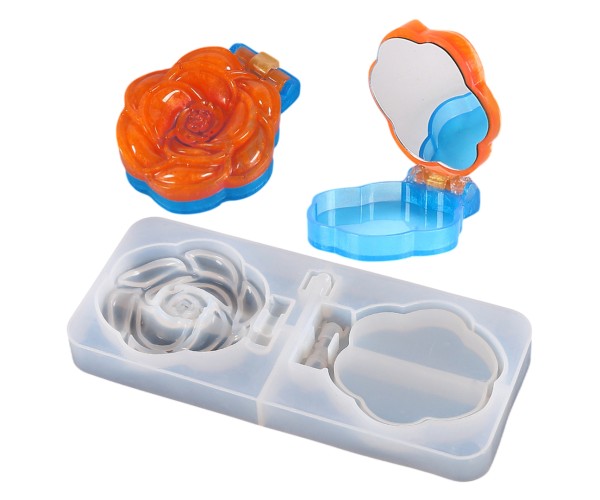 Epoksi Ayna Kalıbı Kapaklı Gül Makyaj Aynası Kalıbı Silikon 16x7cm Epoksi Ayna Kalıbı Kapaklı Gül Makyaj Aynası Kalıbı Silikon 16x7cm