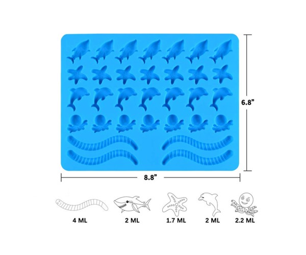 Epoksi Jelibon Kalıbı Haribo Kalıbı Deniz Canlıları Kalıbı Solucan Haribo Kalıbı - Damlalık Esans Hediyeli