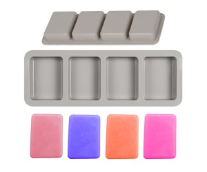 Sabun Kalıbı Dikdörtgen Sabun Kalıbı Çoklu Dikdörtgen Sabun Kalıbı Silikon 7.5x5.6cm GT792
