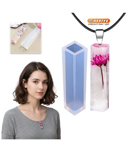 Epoksi Kare Kolye Kalıbı Takı Kalıbı Silikon 5x1.5cm