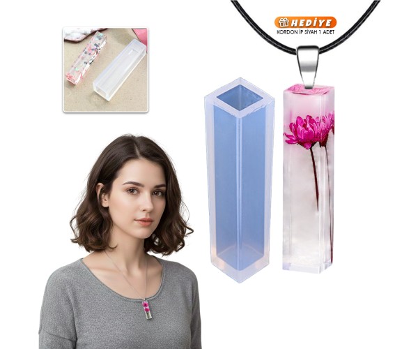 Epoksi Kare Kolye Kalıbı Takı Kalıbı Silikon 5x1.5cm