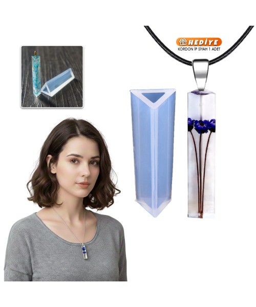 Epoksi Üçgen Kolye Kalıbı Takı Kalıbı Silikon 5x1.7cm