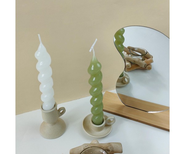 Poli Karbon Mum Kalıbı Mika Mum Kalıbı Spiral Burgulu Model 19.3x2.9cm GT-6243