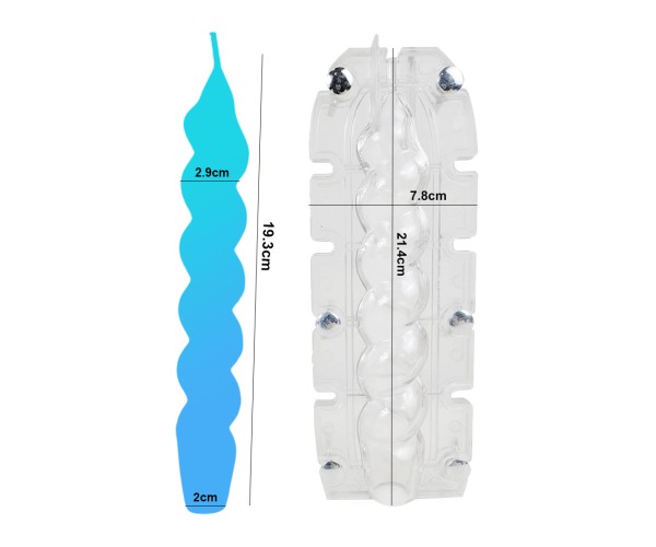 Poli Karbon Mum Kalıbı Mika Mum Kalıbı Spiral Burgulu Model 19.3x2.9cm GT-6243