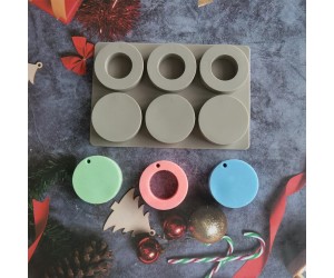 Sabun Kalıbı Yuvarlak Daire İçi Boş Yuvarlak Sabun Kalıbı Silikon 6x6x1cm