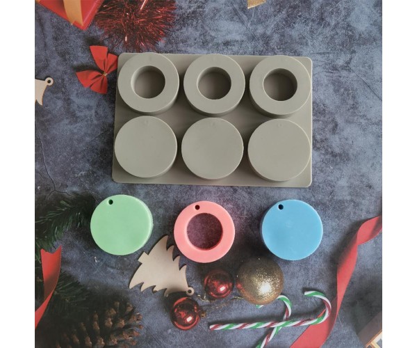 Sabun Kalıbı Yuvarlak Daire İçi Boş Yuvarlak Sabun Kalıbı Silikon 6x6x1cm