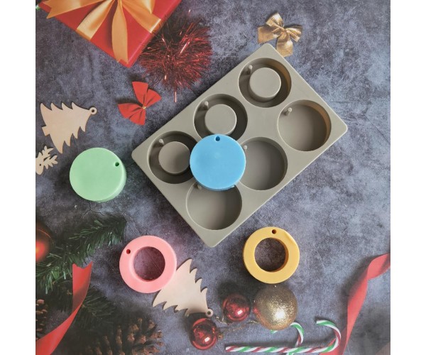 Sabun Kalıbı Yuvarlak Daire İçi Boş Yuvarlak Sabun Kalıbı Silikon 6x6x1cm