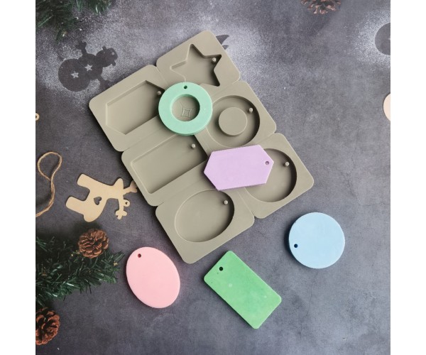 Sabun Kalıbı Çoklu Altıgen Dikdörtgen Yuvarlak Yıldız Sabun Kalıbı Taş Tozu Kalıbı Silikon GT279