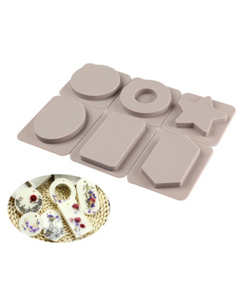 Sabun Kalıbı Çoklu Altıgen Dikdörtgen Yuvarlak Yıldız Sabun Kalıbı Taş Tozu Kalıbı Silikon GT279