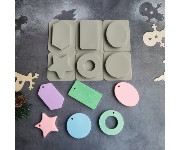 Sabun Kalıbı Çoklu Altıgen Dikdörtgen Yuvarlak Yıldız Sabun Kalıbı Taş Tozu Kalıbı Silikon GT279