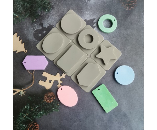 Sabun Kalıbı Çoklu Altıgen Dikdörtgen Yuvarlak Yıldız Sabun Kalıbı Taş Tozu Kalıbı Silikon GT279