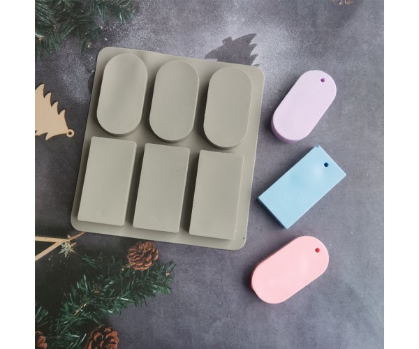 Sabun Kalıbı Çoklu Oval Dikdörtgen Sabun Kalıbı Taş Tozu Kalıbı Silikon GT285