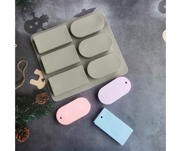 Sabun Kalıbı Çoklu Oval Dikdörtgen Sabun Kalıbı Taş Tozu Kalıbı Silikon GT285