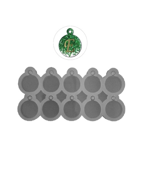Epoksi Yuvarlak Daire  Kulplu Kolye Silikon Kalıbı 2x2x0.3cm EM256