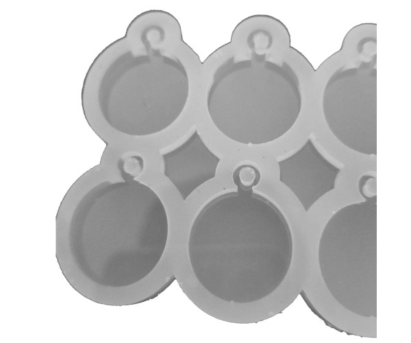 Epoksi Yuvarlak Daire  Kulplu Kolye Silikon Kalıbı 2x2x0.3cm EM256