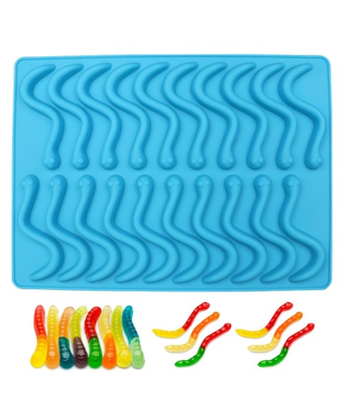 Epoksi Şekerleme Jelibon Kalıbı Solucan Jelibon Kalıbı Çikolata Solucan Kalıbı - Damlalık Esans Hediyeli