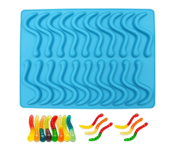 Epoksi Şekerleme Jelibon Kalıbı Solucan Jelibon Kalıbı Çikolata Solucan Kalıbı - Damlalık Esans Hediyeli