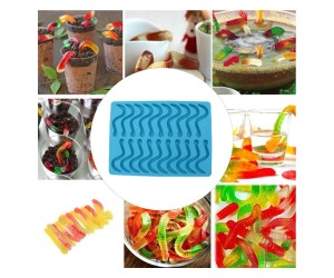 Epoksi Şekerleme Jelibon Kalıbı Solucan Jelibon Kalıbı Çikolata Solucan Kalıbı - Damlalık Esans Hediyeli