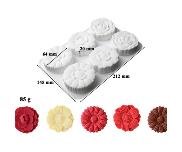 Papatya Mum Kalıbı Gül Mum Kalıbı Şakayık Mum Kalıbı Çiçek Çikolata Kalıbı Silikon 6.4x2cm