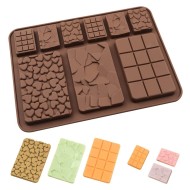 Çikolata Kalıbı Tablet Çikolata Kalıbı Kalp Desenli Çikolata Kalıbı Parçalı Desenli Silikon GT506