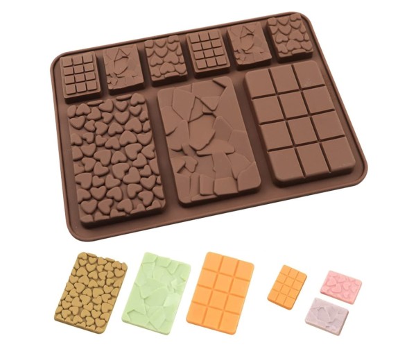 Çikolata Kalıbı Tablet Çikolata Kalıbı Kalp Desenli Çikolata Kalıbı Parçalı Desenli Silikon GT506