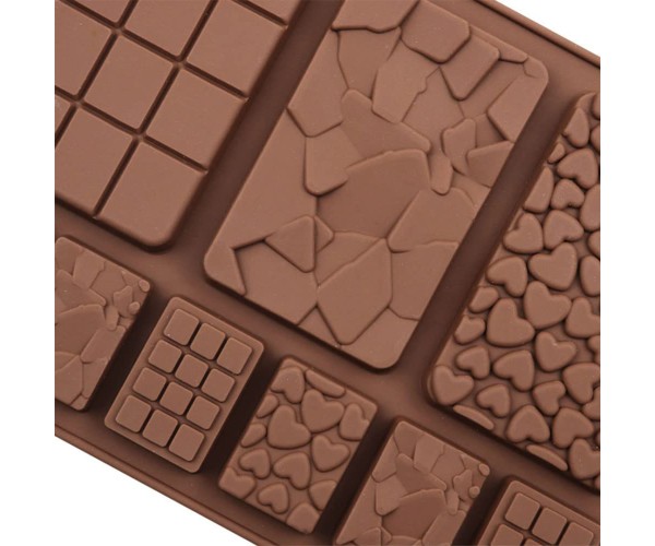 Çikolata Kalıbı Tablet Çikolata Kalıbı Kalp Desenli Çikolata Kalıbı Parçalı Desenli Silikon GT506