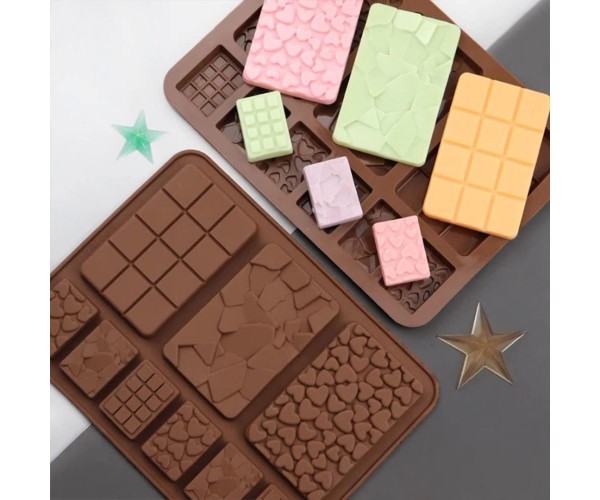 Çikolata Kalıbı Tablet Çikolata Kalıbı Kalp Desenli Çikolata Kalıbı Parçalı Desenli Silikon GT506