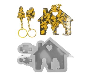 Epoksi Ev Anahtarlık Kalıbı Evli Çift Anahtarlık Kalıbı Duvar Ev Anahtarlık Kalıbı Silikon 11.5x9.6cm