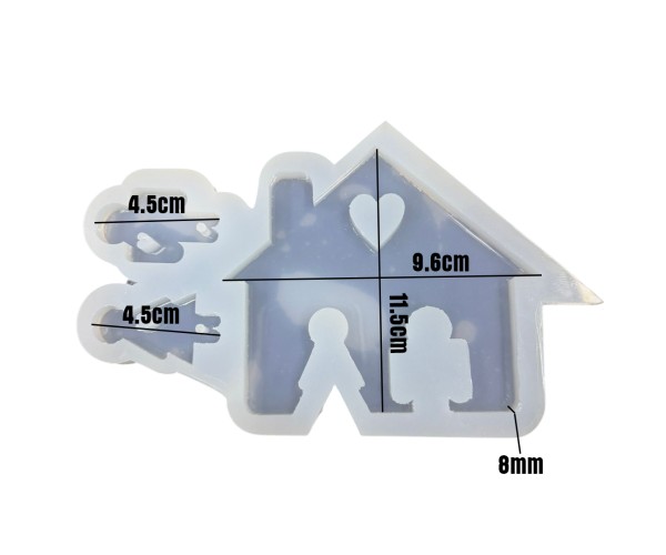 Epoksi Ev Anahtarlık Kalıbı Evli Çift Anahtarlık Kalıbı Duvar Ev Anahtarlık Kalıbı Silikon 11.5x9.6cm