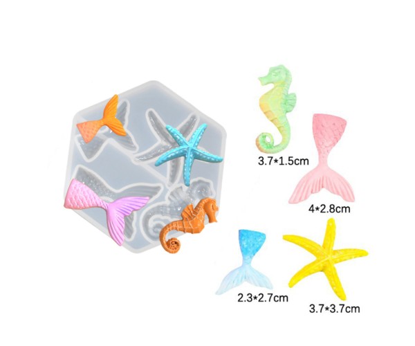 Epoksi Deniz Kabuğu Anahtarlık Deniz Atı Kalıbı Yunus Kuyruğu Kalıbı Silikon GT9657